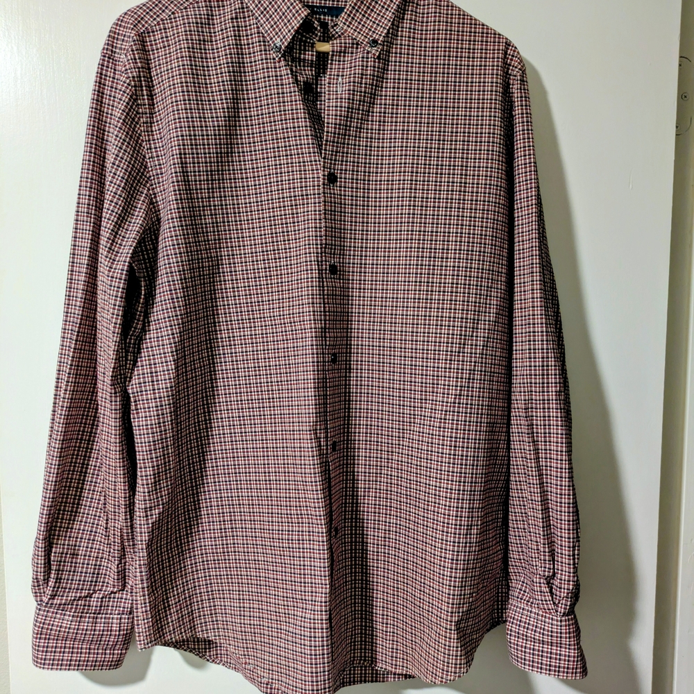 Perry Ellis Red and Black Checkered Casual Shirt